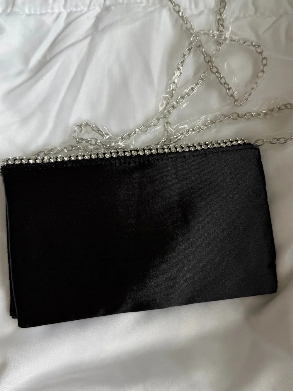 New in Bag Amber Sceats Stella Crystal Black Rhinestone Evening Clutch
